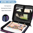 thumbnail image 5 of Zipper Binder with Shoulder Strap 2 inch 3 Ring Waterproof File Folder Organizer Bag 500 Sheet Exquisite Floral Illustration, 5 of 8