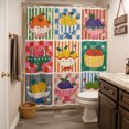 thumbnail image 3 of Fruit Patchwork Shower Curtain - Water Repellent Fabric Shower Curtains Washable, Modern County Funny Fruits Striped Decorative Polyester Cloth Bathroom Curtains Modern Bath Decor 36"x72", 3 of 8