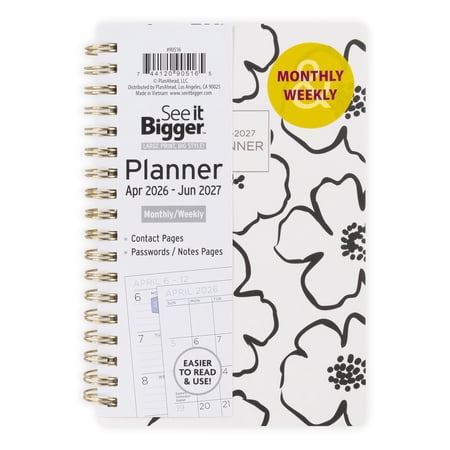 See It Bigger M/W Planner, Small (4.25" x 6.5"), Floral, 15-Month: Apr 2026 - Jun 2027