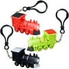 ToyExpress Light-Up Train Backpack Clips with LEDs and Sounds, Set of 3, Fun Bag Accessories for Kids and Adults, Unique Back to School Supplies, Train Birthday Party Favors for Boys and Girls