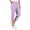 Purple, variant on LADIGASU Women's Solid Color Stretch Waist Strap Pocket Zipper Pants 7 Quarter Pants
