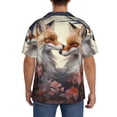 thumbnail image 3 of Gukieu Romantic Flower Fox Print Men's Short-sleeved Shirts, Button-down Pocket Shirts, T-shirts, Beach Vacation Travel Summer Clothing-Large, 3 of 5