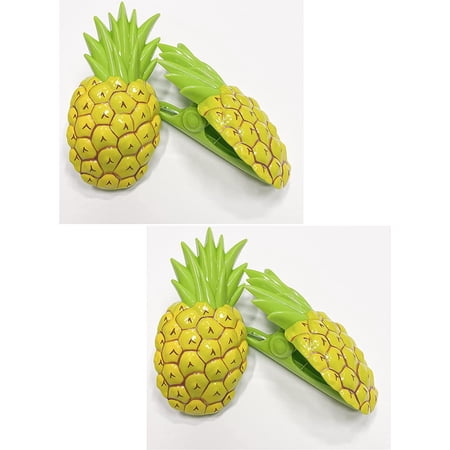 KOVOT Beach Towel Clips - Towel Holders for Beach Chairs, Patio or Pool Fence - Keeps Your Towel or Cloths from Blowing Away - Set of 4 Clips, Pineapple