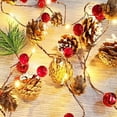 Visland Christmas String Lights, Pinecone Red Berry Bell Xmas Garland