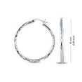 thumbnail image 6 of LeCalla 925 Sterling Silver Diamond-Cut Hoop Earrings, 2.5MM Thick, Italian Small Click Top, 15MM, 6 of 9