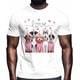thumbnail image 2 of Camisetas gráficas casuales de manga corta con diseño de perro rosa y corazones de amor para hombre, 2 of 8