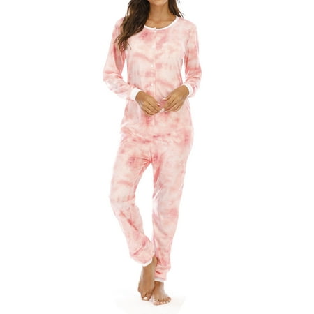 

LSFYSZD Women Pajamas Jumpsuit Cartoon Long Sleeve Buttons O-Neck One-Piece Sleep Wear Ladies Cozy Long Pants Home Wear