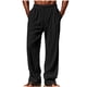 thumbnail image 2 of Ceisia Men's Cotton Linen Casual Pants Straight Leg Thin Baggy Loose Fit Lightweight With Elastic Waist Drawstring & Pockets Black Gift, 2 of 7