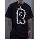 thumbnail image 1 of Comfortable and Breathable R-Letter Printed Men's Round Neck Short Sleeved Simple and Stylish T-Shirt for Spring and Summer Vacation Leisure, 1 of 5