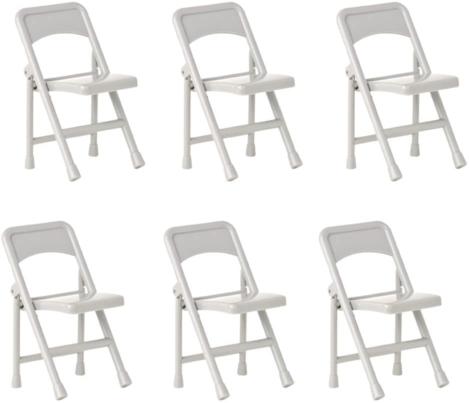 Set of 6 Black Plastic Toy Folding Chairs for WWE Wrestling Action Figures