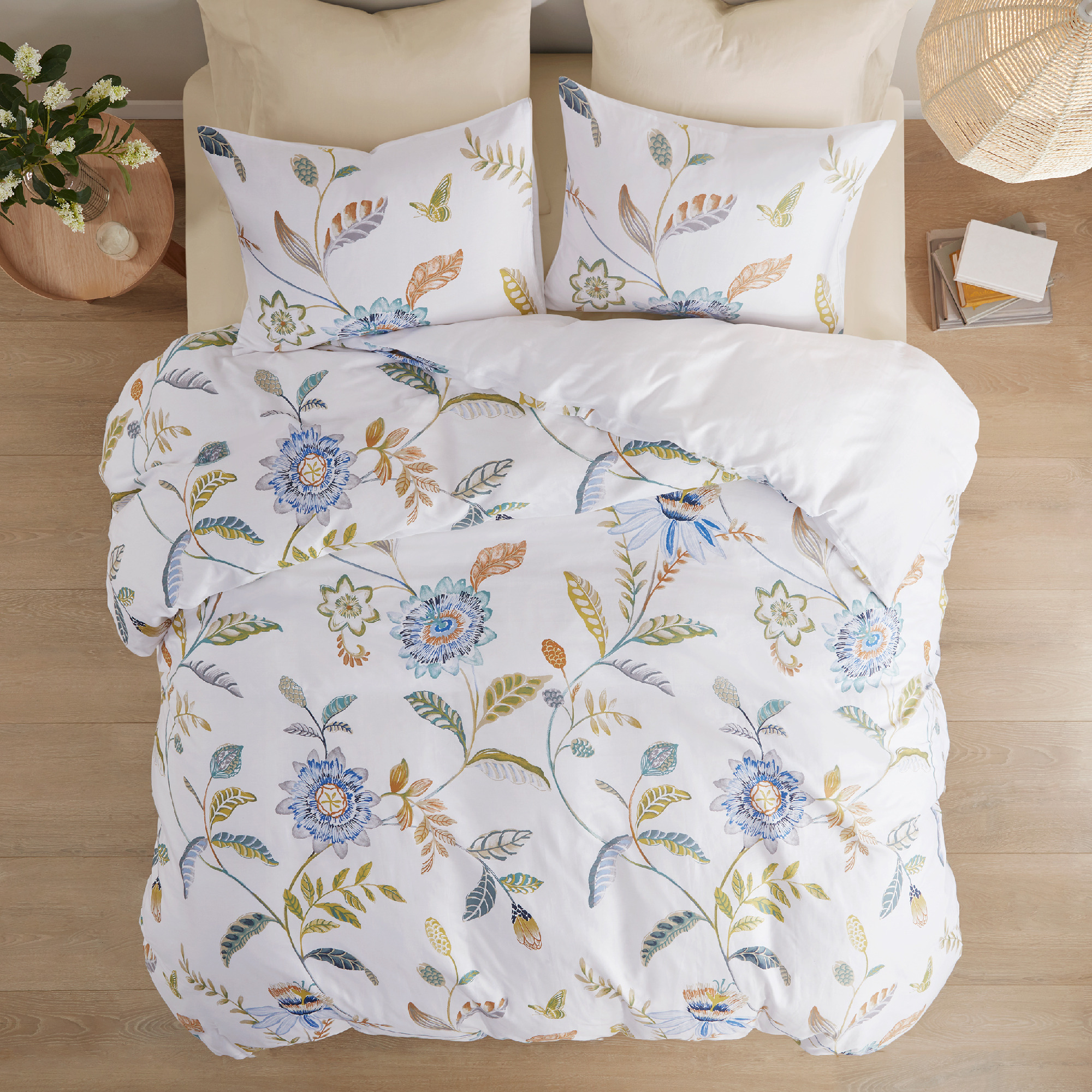 Cotton Sateen Duvet Cover, King/Cali King - English Bright Leaves Botanical  Vines Green Greenery Print Custom Bedding by Spoonflower 