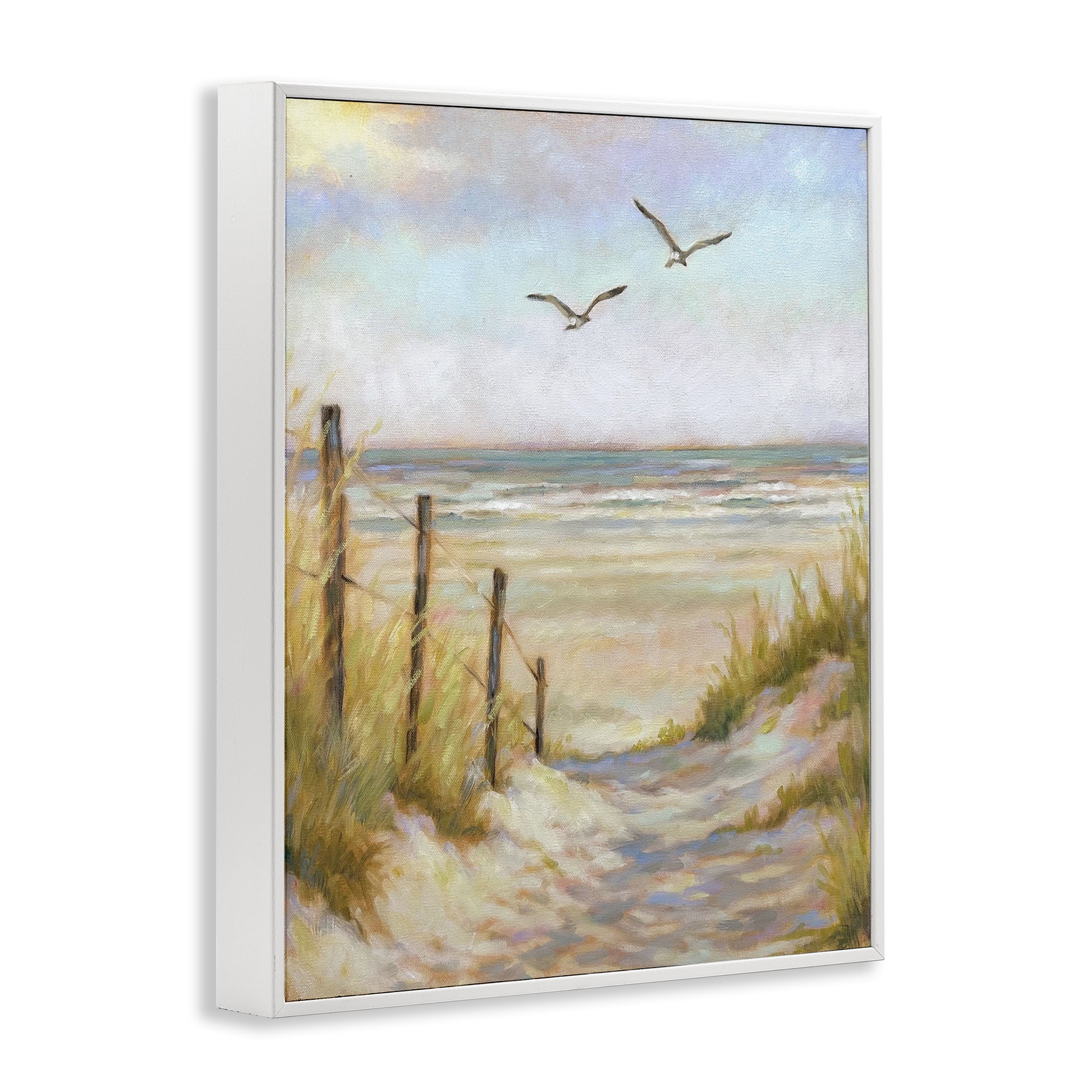 Stupell Industries Tranquility Beach Coastal Path White Framed Giclee Art, design by Linda Sperruzzi