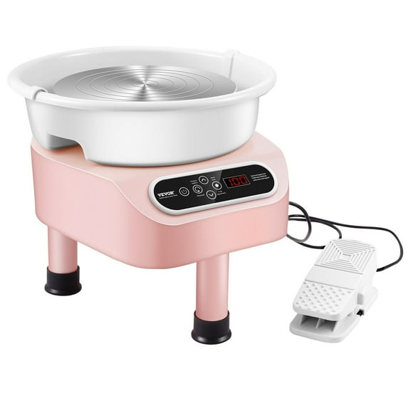 Pottery Wheel, 350W Electric Wheel for Pottery with Foot Pedal and LCD Touch Screen,10 inch Pottery Forming Machine, Direct Drive Ceramic Wheel with 3 Support Legs for DIY Art Craft, Pink