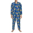 thumbnail image 3 of Fotbe Sharks Skateboarding With Palm Pattern Long Sleeve Pajama Set for Men,Sleepwear Set,2-piece Loungewear Set,Soft PJs Comfy Nightwear with Pockets-Medium, 3 of 7