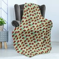 thumbnail image 4 of Ladybug Soft Flannel Fleece Throw Blanket, Spring Bugs on Tropical Leaves Exotic and Green Fern Foliage, Cozy Plush for Indoor and Outdoor Use, 50" x 60", Pale Green Vermilion, by Ambesonne, 4 of 5
