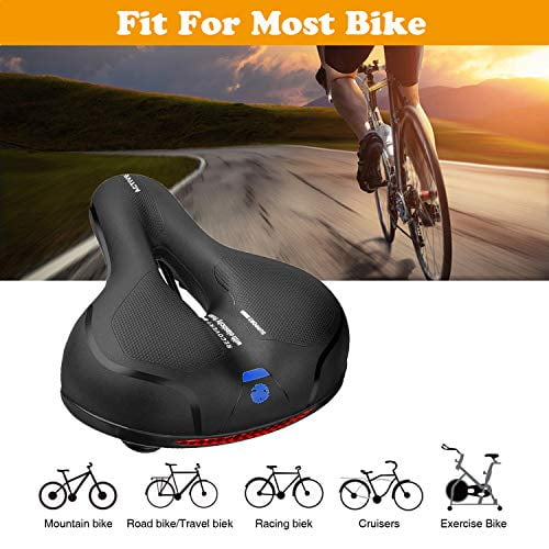MSDADA Comfortable Bike Seat-Padded Soft Bike/ Seat/ Cushion Memory Foam Waterproof Wide Bike Saddle with Dual Shock Absorbing Rubber Balls Universal Fit for Indoor//Outdoor Bikes