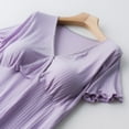 thumbnail image 6 of Yteetum Maternity Breastfeeding Dress Pregnant Solid Color V-Neck Short Sleeve Nursing Dresses Pregnant Woman Postpartum Sleepwear With Chest Pad Dress, 6 of 9