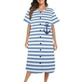 thumbnail image 3 of Women's House Dress, Gown, Pajamas (Size:XS; Style:Dark Blue Anchor Women's Button Front House Dress;), 3 of 4