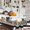 thumbnail image 1 of Oval Halloween Tablecloth 54x72 Inch,Horror Pumpkin Castle Skull Oval Tablecloth,Polyester Waterproof Wrinkle-resistant and Durable Tablecloth,Suitable for Halloween,Party,Kitchen and Home Decor, 1 of 5