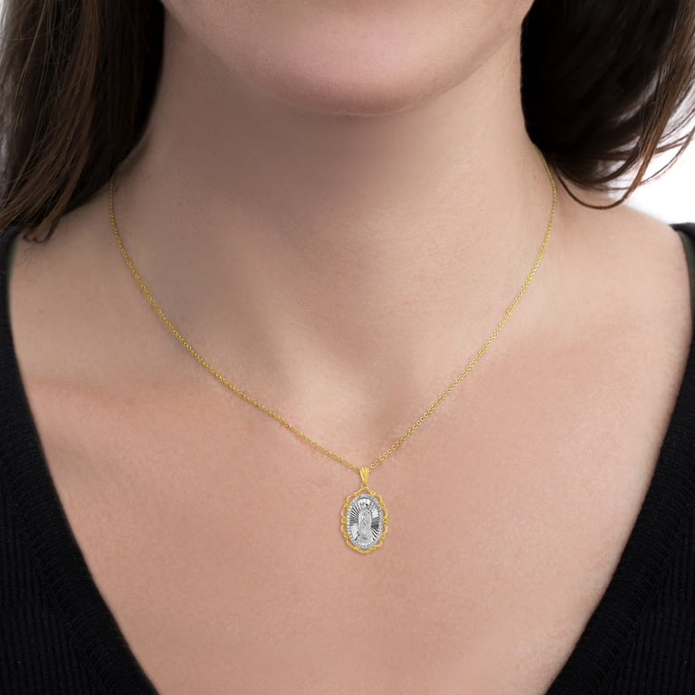 18k gold plated crystal virgin mary oval halo pendant necklace women's deals
