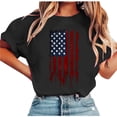 thumbnail image 4 of Uaswgudfs Women's Plus Size Patriotic American Flag Glitter Print T Shirts Short Sleeve Crew Neck Casual Tees for Independence Day Black L, 4 of 5