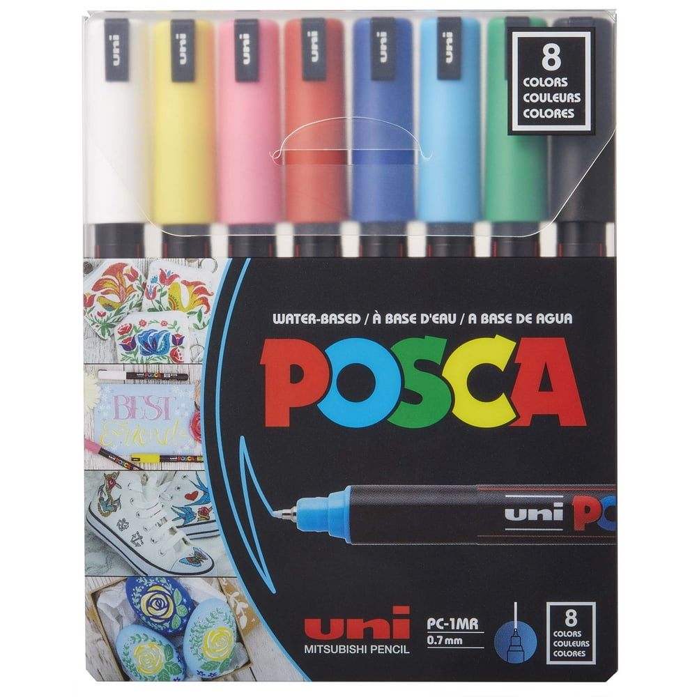 POSCA 8Color Paint Marker Set, PC1MR UltraFine