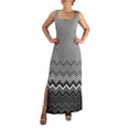 thumbnail image 1 of Womens Boho Maxi Striped Chevron Print Scoop Neck Tank Dress (Grey, XL), 1 of 4