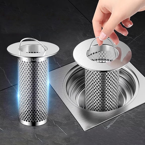 Stainless Steel Floor Drain Cover with Fine Mesh Filter and Odor Seal for Bathroom Sink and Shower Drain Protection Against Clogs and Backups