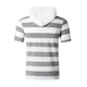 thumbnail image 3 of Ceisia Men's Striped Hooded Short Sleeve Top Summer Muscle Fit Casual Hoodie T-Shirt with Contrast Stripes Gray XXL Gifts, 3 of 4