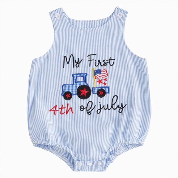 mgoYE My First 4th of July Baby Boy Outfit Newborn Overalls American Flag Romper Onesie Fourth of July Infant Clothes(Blue,3-6 Months)