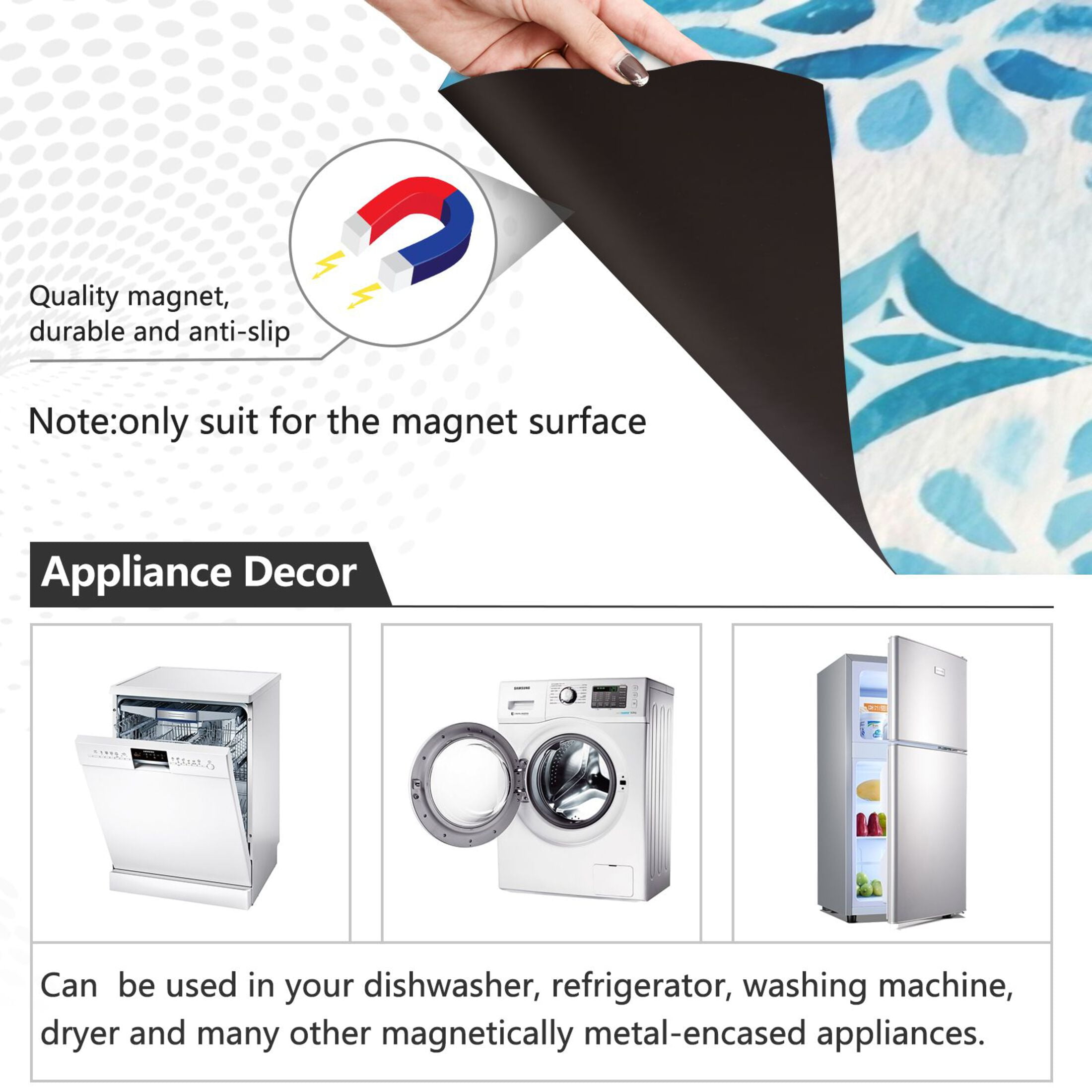 Dishwasher Magnetic Sticker 23x26 Inch Refrigerator Magnetic Sticker Washing Machine Magnetic Sticker Kitchen Panel Magnetic Sticker Home Decor Watercolor Blue Pattern