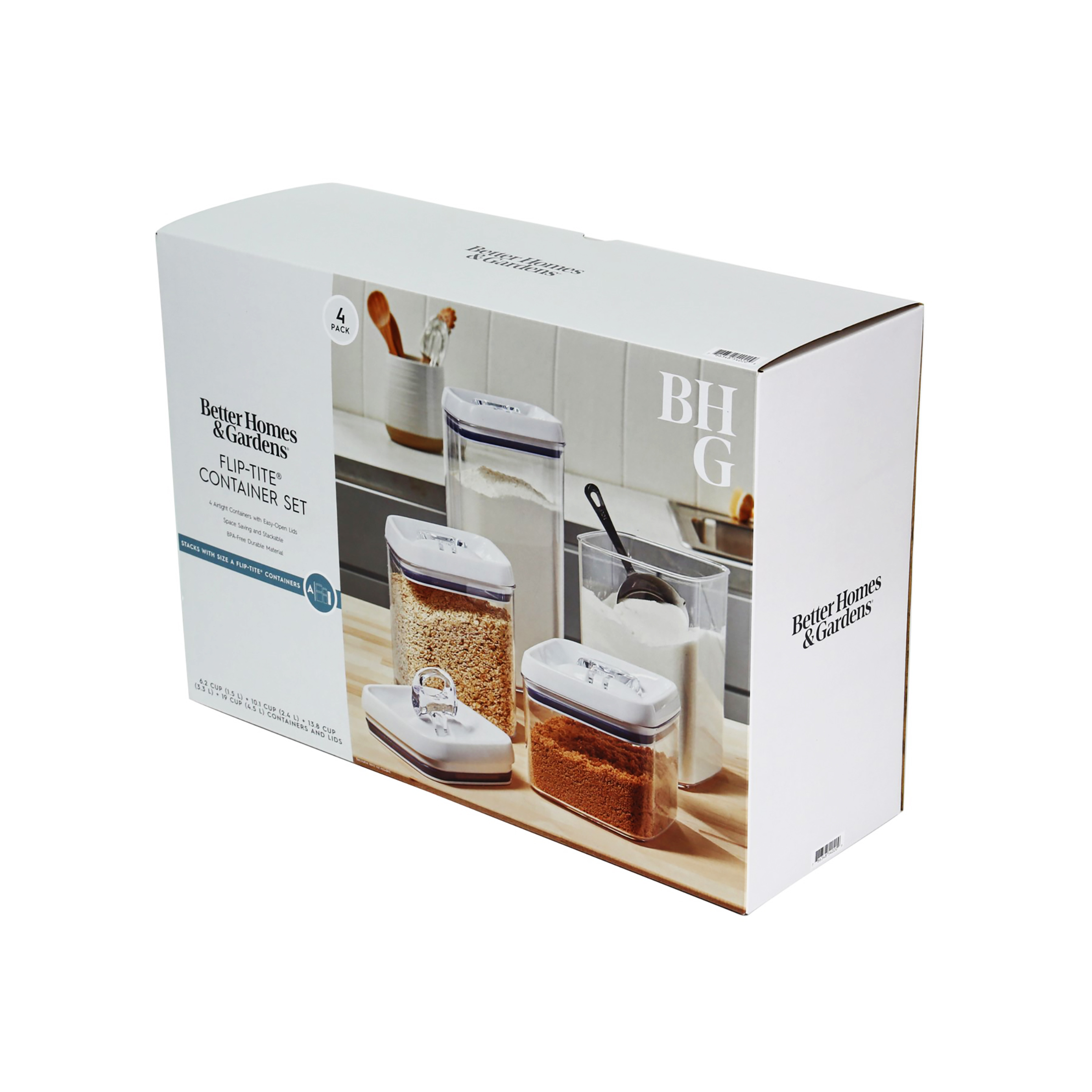Better Homes & Gardens Flip-Tite Square Container Set, 4-Pack photo 3