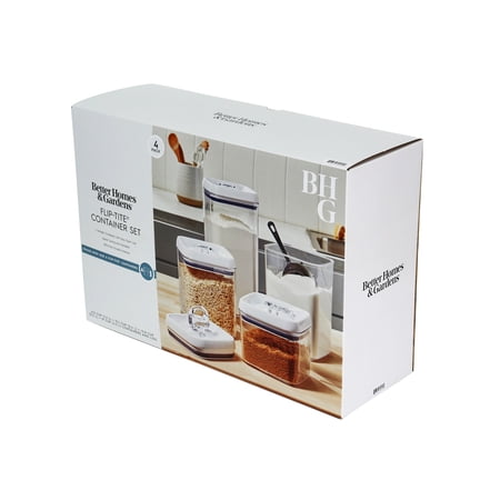 BETTER HOMES & GARDENS FLIP-TITE 4-PACK SQUARE FOOD STORAGE CONTAINER SET