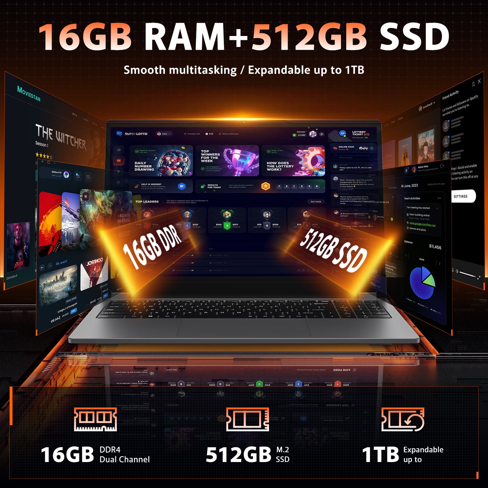 15.6" Touchscreen Gaming Laptop,AMD Ryzen 5 7430U Processor( 6C/12T,up to 4.3GHz,Beat intel Core i7-1355U),360° Foldable 2 in 1 NoteBook Computer,Windows 11 Pro,16GB RAM 512GB SSD,Full HD IPS Display