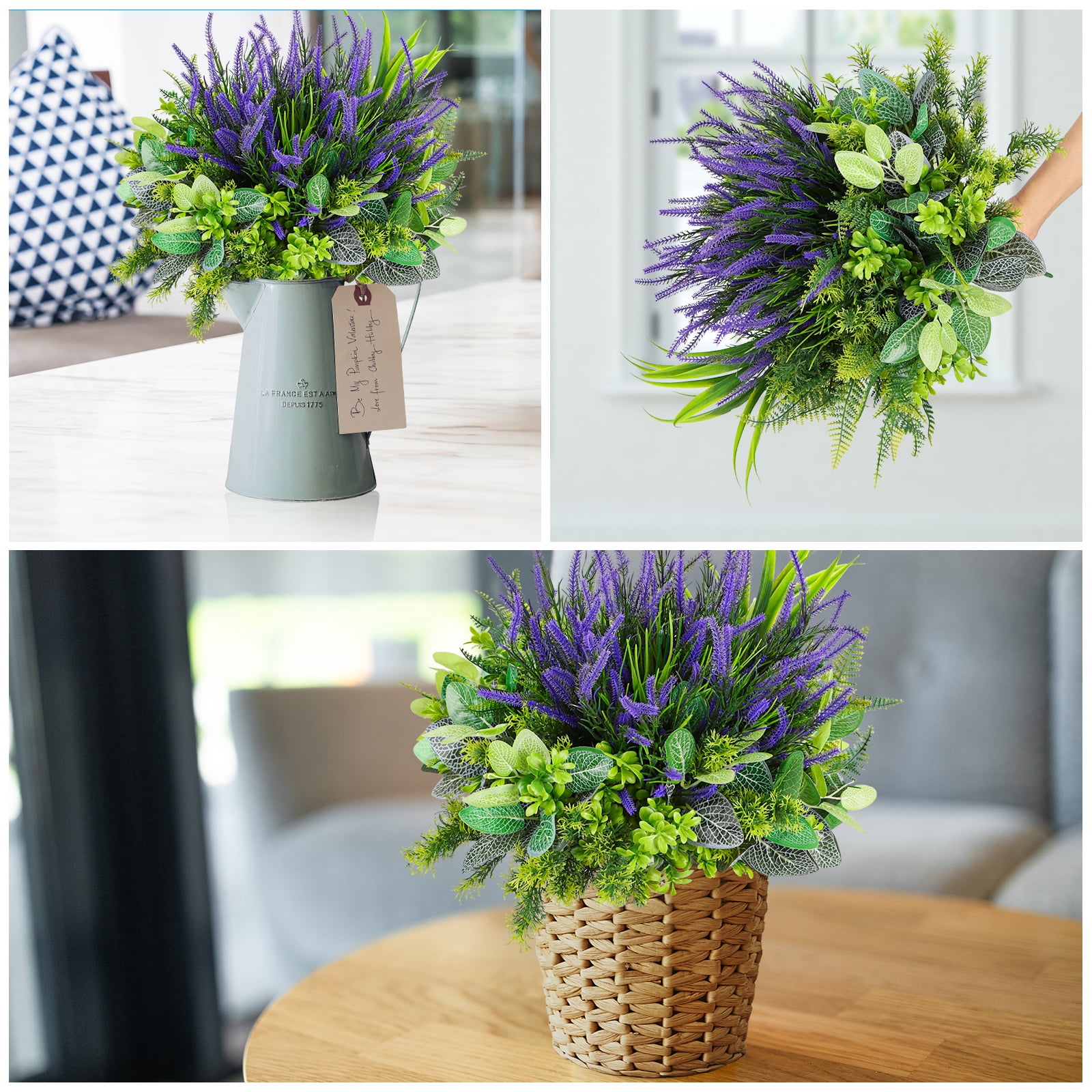 VKFVKF 24 Bundles Artificial Flowers for Outdoors UV Resistant Fake Plastic Plants Faux Boston Fern Greenery Stems for Spring Summer Indoor Garden Patio Window Box Kitchen Home Decor, Mixedcolor