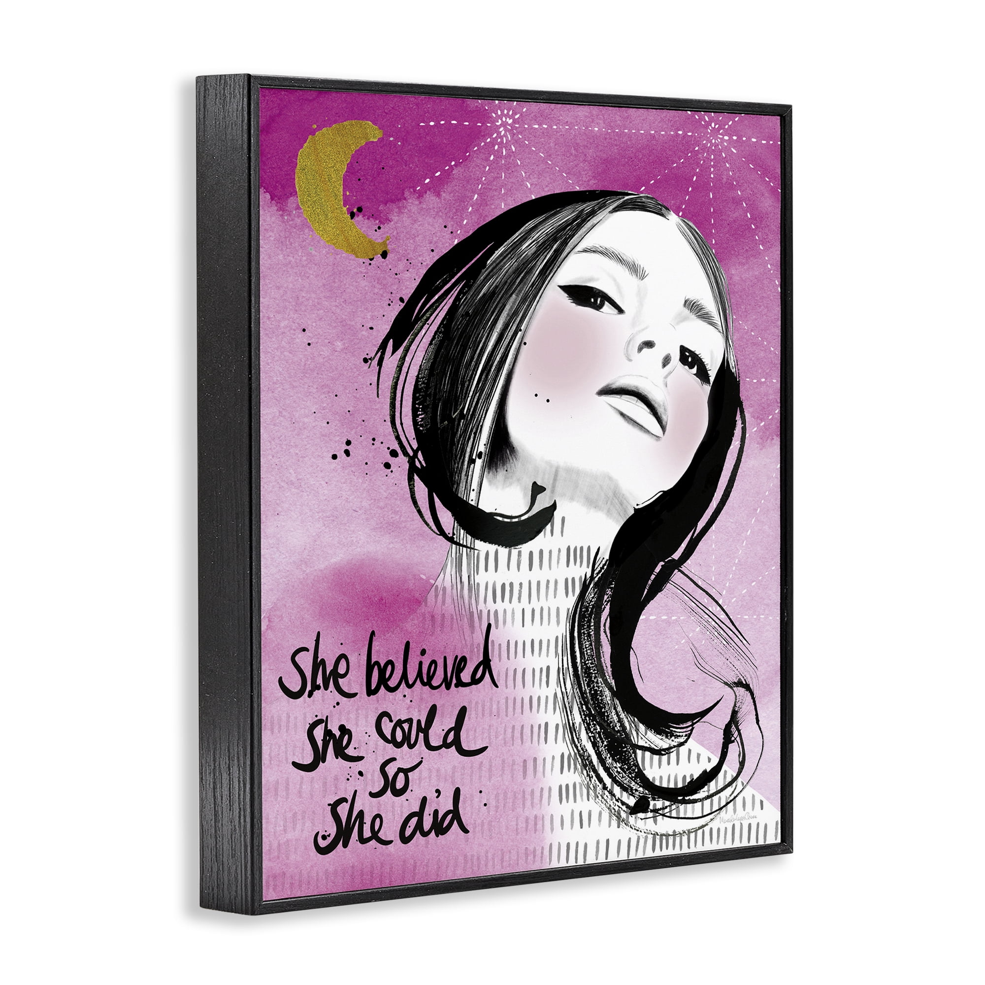 Stupell Industries Inspirational So She Did Novelty Painting Black Framed Art Print Wall Art, 24 x 30