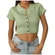 thumbnail image 1 of Mujeres Casual Turndown Collar Botones Manga corta Sólido Pullover Blusa Camiseta Tops Sueltos OAVQHLG3B Store lin121212, 1 of 4