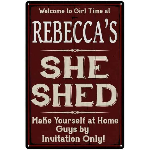 REBECCA'S She Shed Red Sign Lady Cave 8 x 12 High Gloss Metal 208120088037