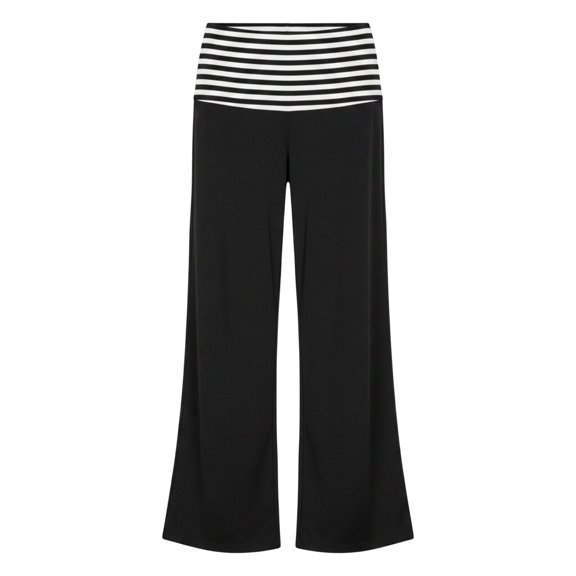 Landzoo Kids Girls Pants Colorblock Elastic Waist Summer Quick Dry Pants Size 5-6 Years Black
