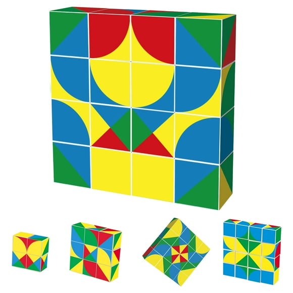 PicassoTiles 16 Piece Infinite Magnetic Puzzle Magic Pixy Cube Game Set PTC16