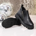 thumbnail image 7 of Kopltyrfg Ankle Boots for Women Low Heel Suede Platform Heeled Short Booties Chunky Heel Side Zipper Round Toe Lug Sole Fall Boots Non Slip Outdoor Walking Shoes (Black,36), 7 of 7