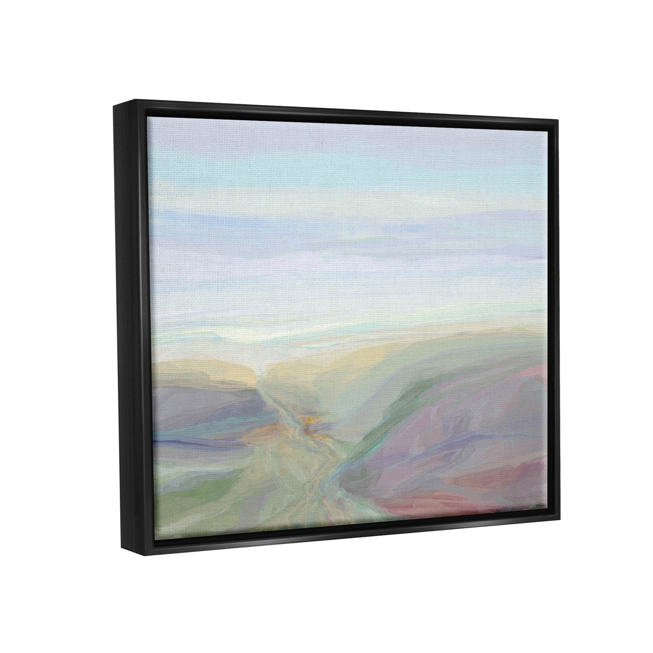 Soft Aerial View Nature Scenery Abstract Graphic Art Jet Black Framed Art Print Wall Art