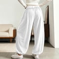 thumbnail image 3 of Women's Boho Corduroy Balloon Harem Pants Corduroy Pants Women Slouchy Straight Leg Trousers with Pockets Casual Wear Fall Fashion Drawstring Pants White XL, 3 of 6