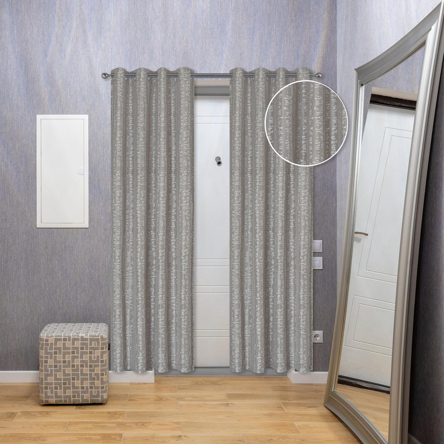 IH Casa Decor Jacquard Panel W 8 Grom Bowties Taupe 96" - Set of 2