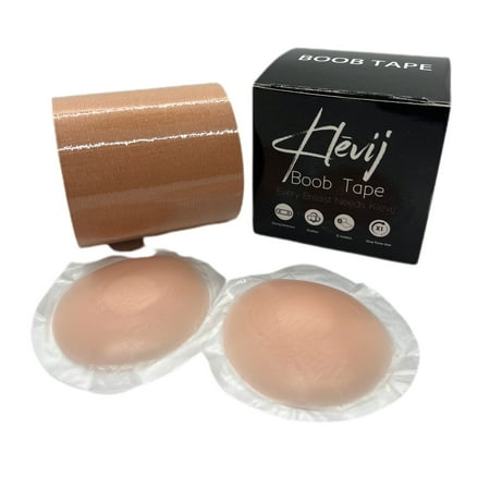 

Klevij 16.4 ft Long x 2.95 Inch Wide Boob Lift Tape - The Ultimate Solution for Instant Lift and Support | 1 Pair of Silicone Nipple Covers Included