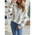 thumbnail image 4 of Aleumdr Sweater for Women Color Block Gray Striped V Neck Long Sleeve Knit Pullover Jumper Tops 12 14, 4 of 9