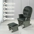thumbnail image 5 of Demi Bonn Upholstered Glider and Nursing Ottoman, Comfort Rocking Chair with Ottoman, Wood Baby Glider and Ottoman Cushion Set with Padded Armrests for Nursing, Gray, 5 of 7