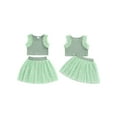 thumbnail image 2 of Raccmtaty Little Girl 2 Piece Summer Set, Daisy Embroidery Sleeveless Ribbed Tops Elastic Waist Mesh Skirt Baby Toddler Outfit, 2 of 8