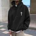 thumbnail image 2 of Christian Hoodies for Men Drawstring Faith Jesus Graphic Long Sleeve Pullover Tops Fall Winter Warm Sweatshirts with Pockets Black L, 2 of 4