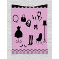 thumbnail image 1 of Girls Tapestry, Women Boutique Shop Elements Purse High Heels Necklace Dress and Nail Polish, Wall Hanging for Bedroom Living Room Dorm Decor, 60W X 80L Inches, Lilac and Black, by Ambesonne, 1 of 2